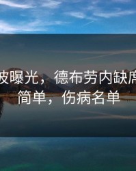 训练风波曝光，德布劳内缺席原因不简单，伤病名单
