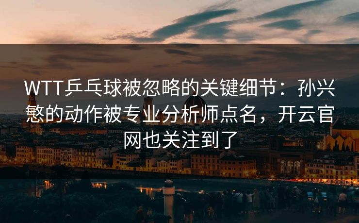 WTT乒乓球被忽略的关键细节:孙兴慜的动作被专业分析师点名,开云官网也关注到了 WTT乒乓球被忽略的关键细节:孙兴慜的动作被专业分析师点名,开云官网也关注到了
